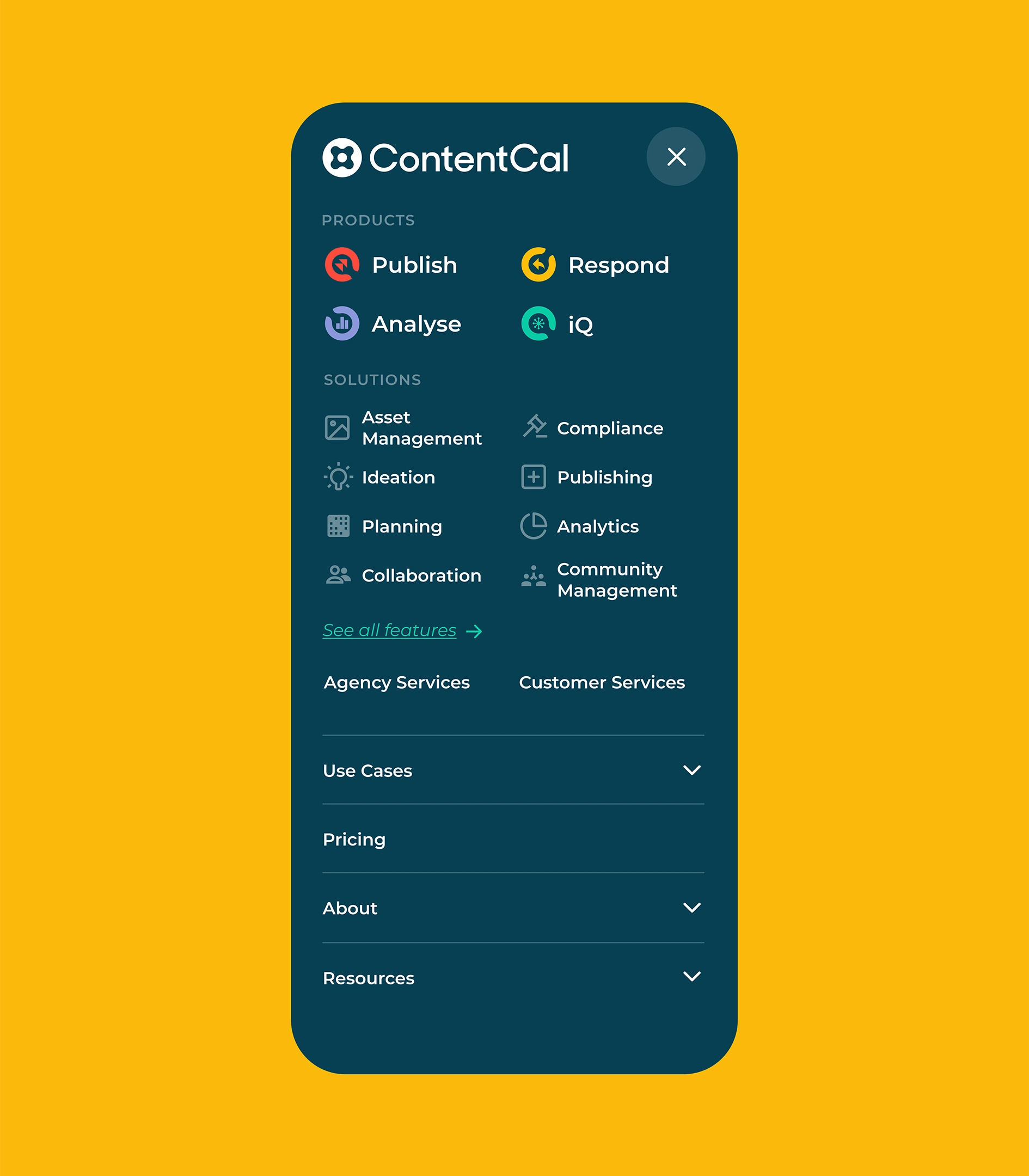 ContentCal Mobile UI Yellow