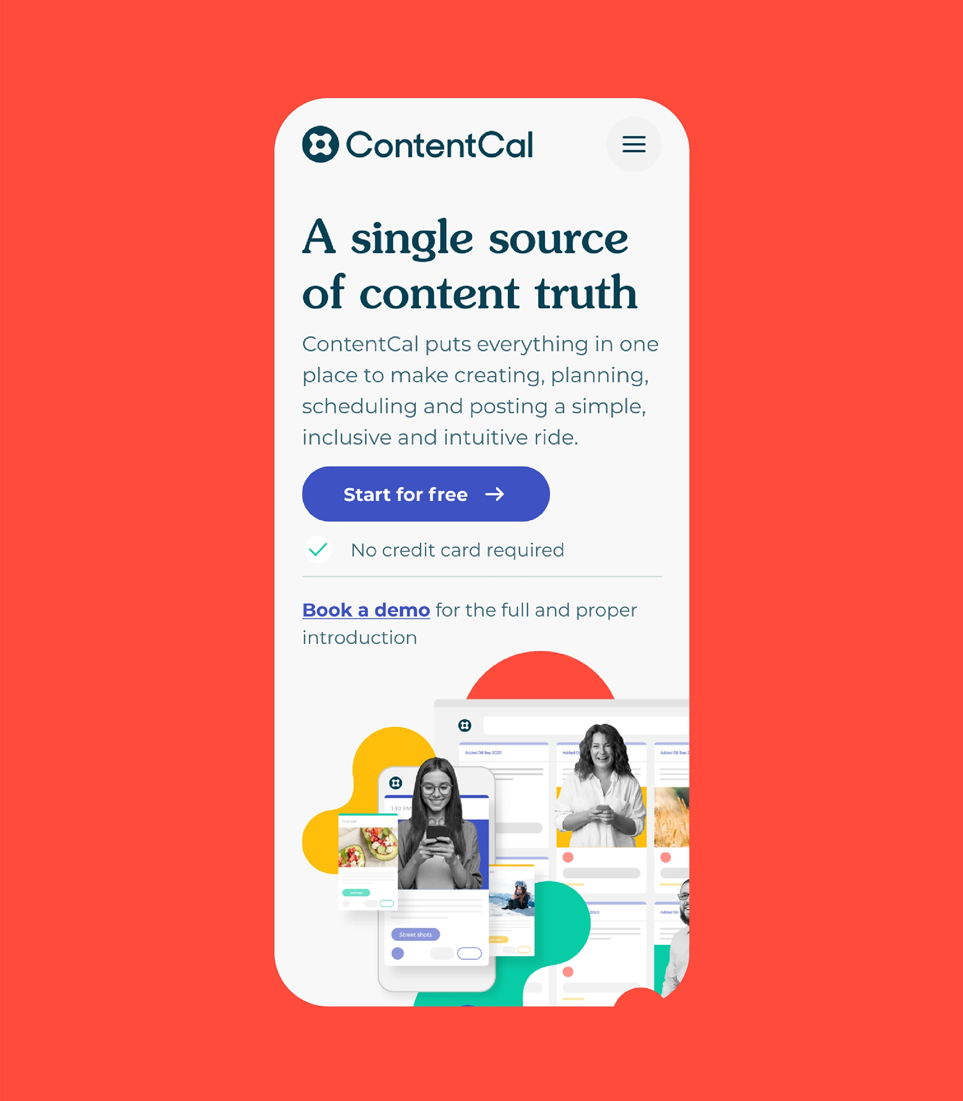 ContentCal Mobile UI Red